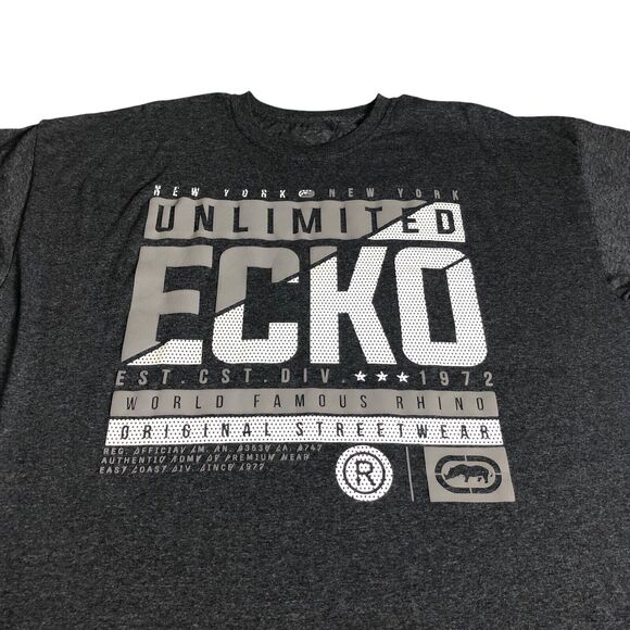 Ecko Unlimited Shirt Mens 3XL Gray Graphic Retro Y2K Streetwear Short Sleeve - Picture 3 of 10
